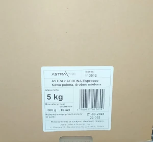 Astra Łagodna Espresso 100% Arabica Kawa mielona 500g - karton